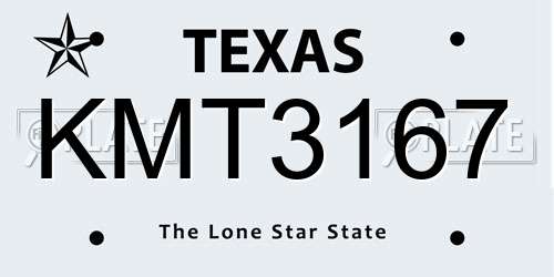 KMT3167 Texas License Plate