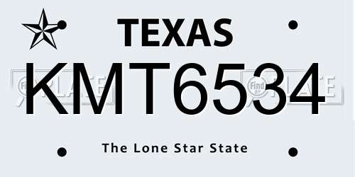 KMT6534 Texas License Plate