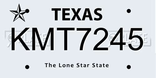 KMT7245 Texas License Plate