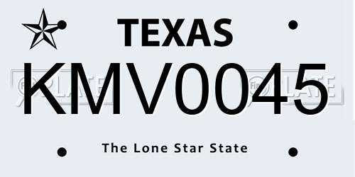 KMV0045 Texas License Plate