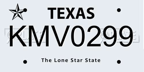 KMV0299 Texas License Plate