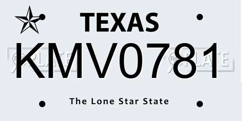 KMV0781 Texas License Plate