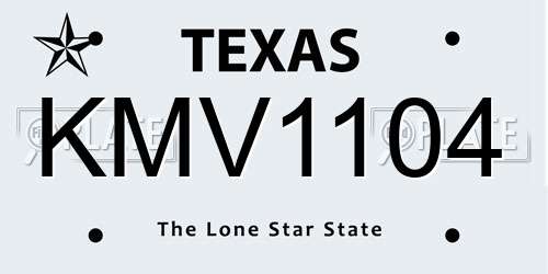KMV1104 Texas License Plate