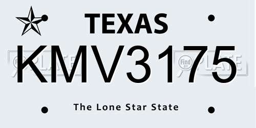 KMV3175 Texas License Plate