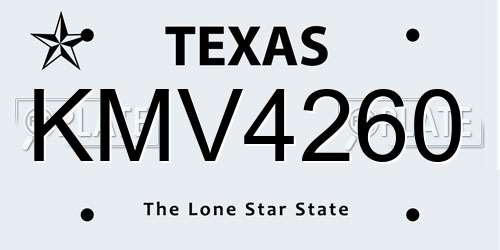KMV4260 Texas License Plate