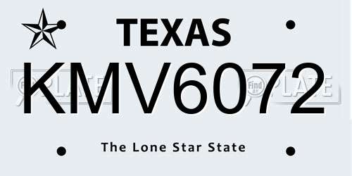 KMV6072 Texas License Plate