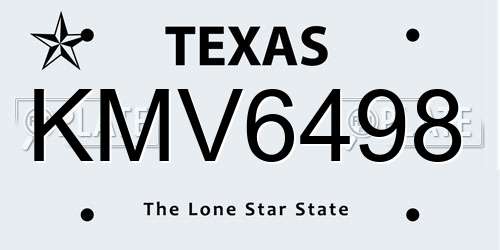 KMV6498 Texas License Plate