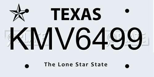KMV6499 Texas License Plate