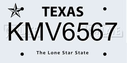 KMV6567 Texas License Plate