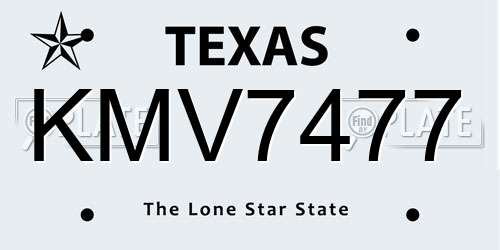 KMV7477 Texas License Plate