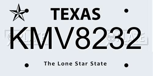 KMV8232 Texas License Plate