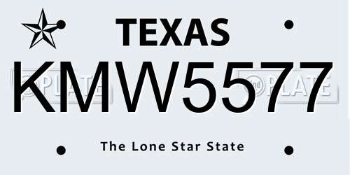 KMW5577 Texas License Plate
