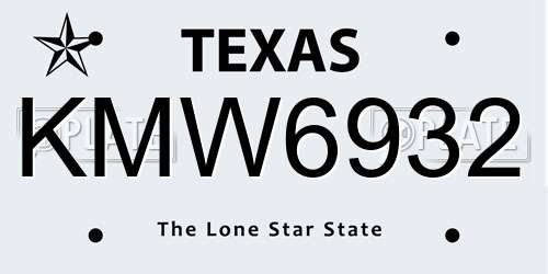 KMW6932 Texas License Plate