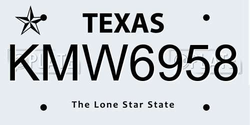 KMW6958 Texas License Plate