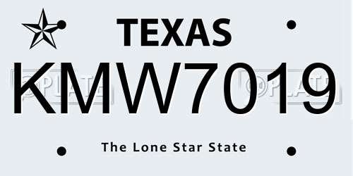 KMW7019 Texas License Plate