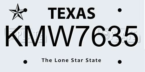 KMW7635 Texas License Plate
