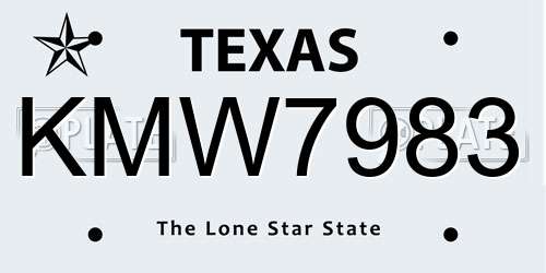 KMW7983 Texas License Plate