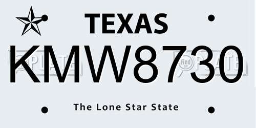 KMW8730 Texas License Plate