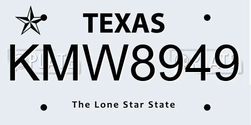 KMW8949 Texas License Plate