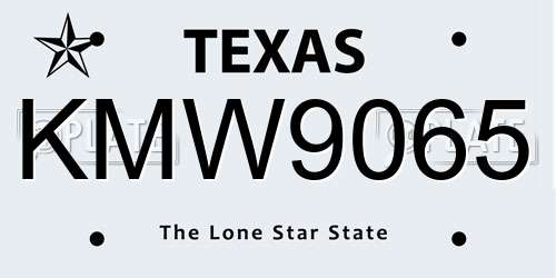 KMW9065 Texas License Plate