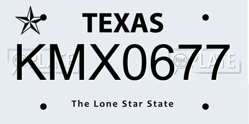 KMX0677 Texas License Plate