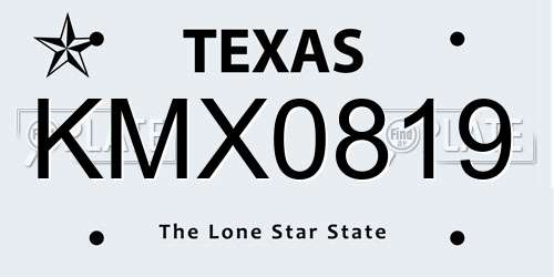 KMX0819 Texas License Plate