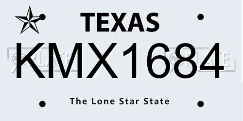 KMX1684 Texas License Plate