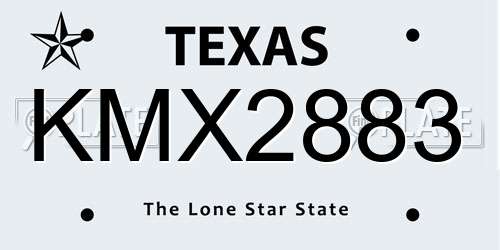 KMX2883 Texas License Plate