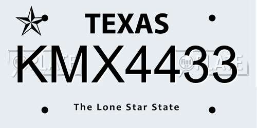 KMX4433 Texas License Plate