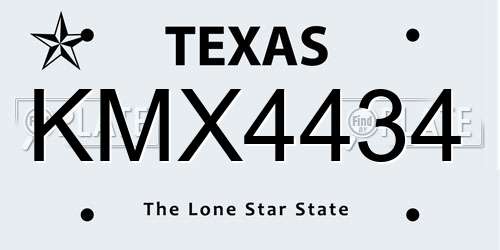 KMX4434 Texas License Plate