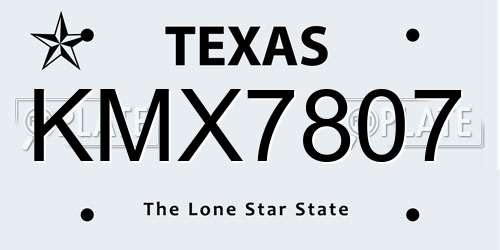 KMX7807 Texas License Plate