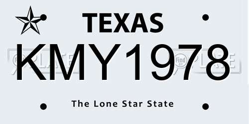 KMY1978 Texas License Plate