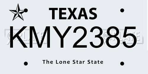 KMY2385 Texas License Plate