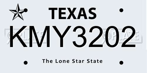 KMY3202 Texas License Plate