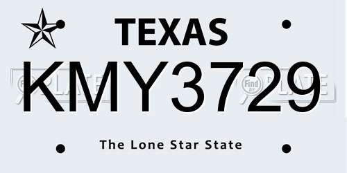 KMY3729 Texas License Plate