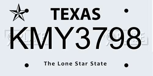 KMY3798 Texas License Plate