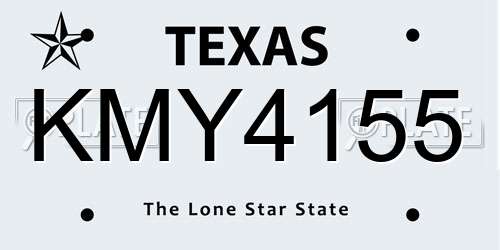 KMY4155 Texas License Plate