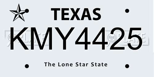 KMY4425 Texas License Plate