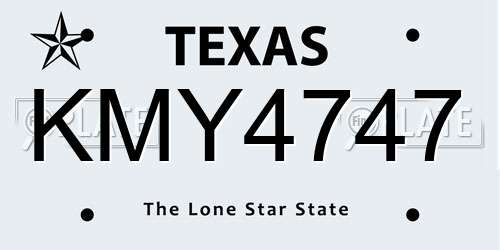 KMY4747 Texas License Plate