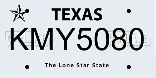 KMY5080 Texas License Plate