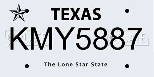 KMY5887 Texas License Plate