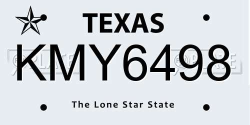 KMY6498 Texas License Plate