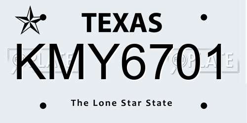 KMY6701 Texas License Plate