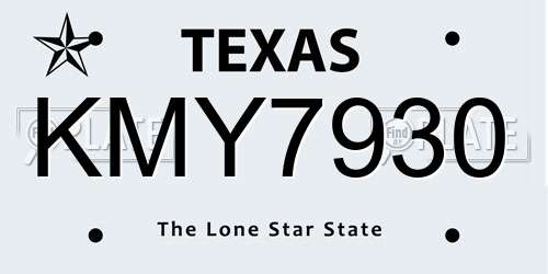 KMY7930 Texas License Plate