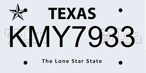 KMY7933 Texas License Plate
