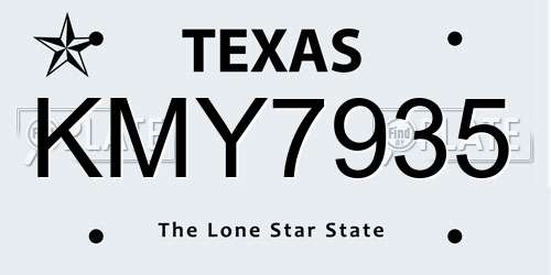 KMY7935 Texas License Plate