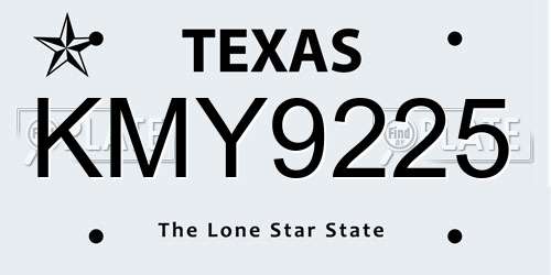 KMY9225 Texas License Plate