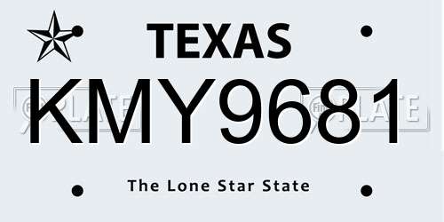 KMY9681 Texas License Plate