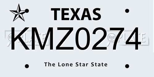 KMZ0274 Texas License Plate