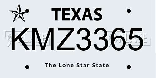 KMZ3365 Texas License Plate
